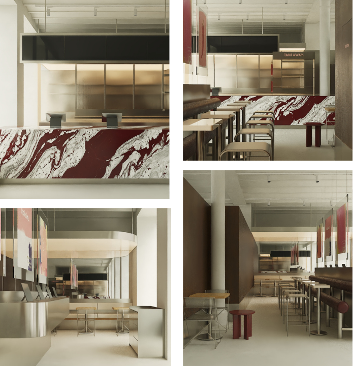 Collage of a newer kaisin. restaurant interior